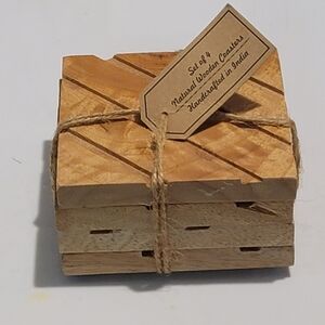 Natural wooden coasters set of 4 handcrafted in India